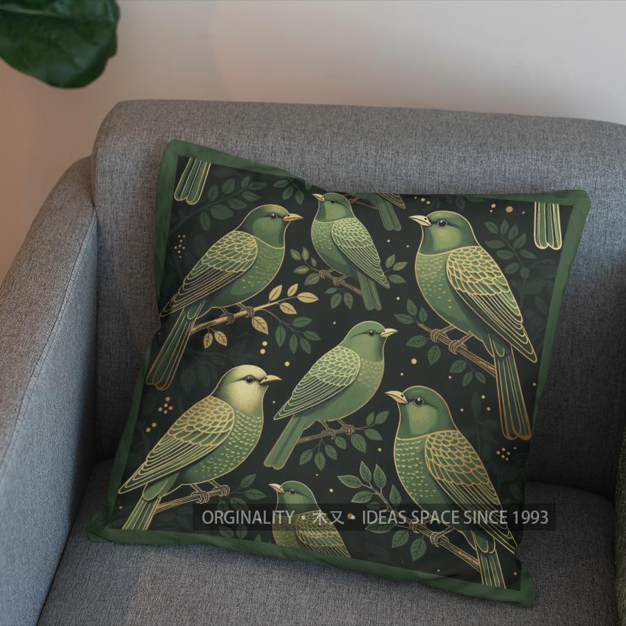2D Elegant Birds And Floral Pattern Pillow Cover Pattern Cushion Cover Suitable For Sofa Bedroom Car Pillow Cover
