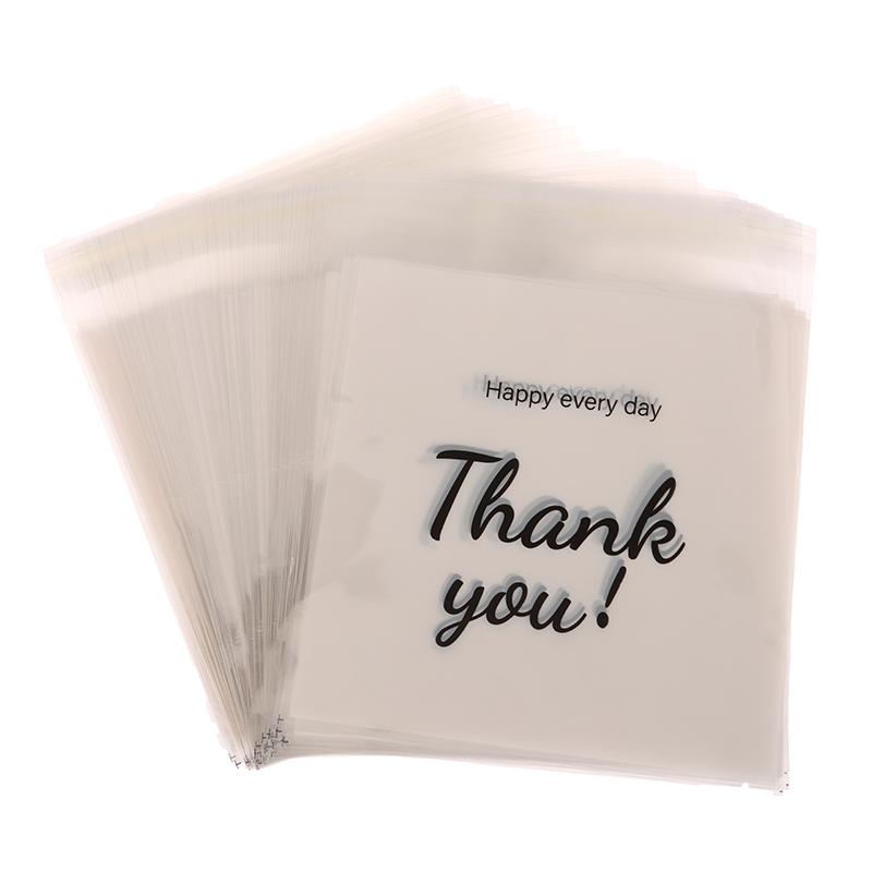 100Pcs Transparent Thank You Self-Adhesive Bag Plastic Pouches For Ring Earring Necklace Jewelry Travel Display Packaging Bags