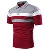 Men's New Lapel Short Sleeve Polo Patchwork T-Shirt Top