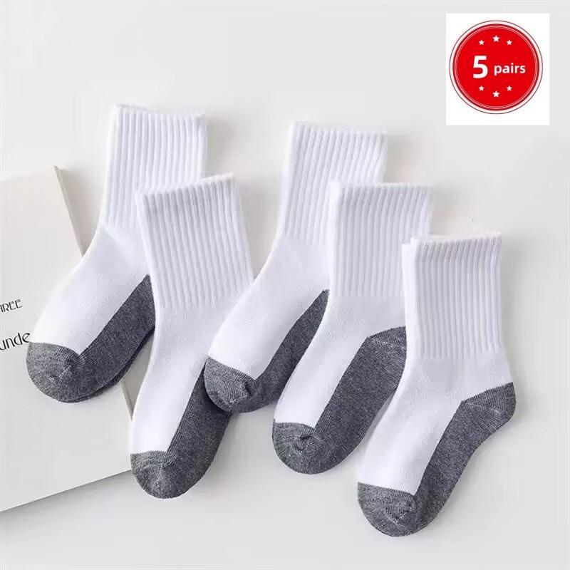 

5 пар/лот Осенне-зимние детские хлопковые носки для детей и подростков, модные, черные, белые, для 1-12 лет, студенческие, теплые, для младенцев, девочек, мальчиков XL серый