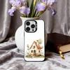 Cute Hand-painted Small House cartoon Phone Case For iPhone17,16,15,14,13,12,11 Plus,Pro Max Black Candy silver phone case