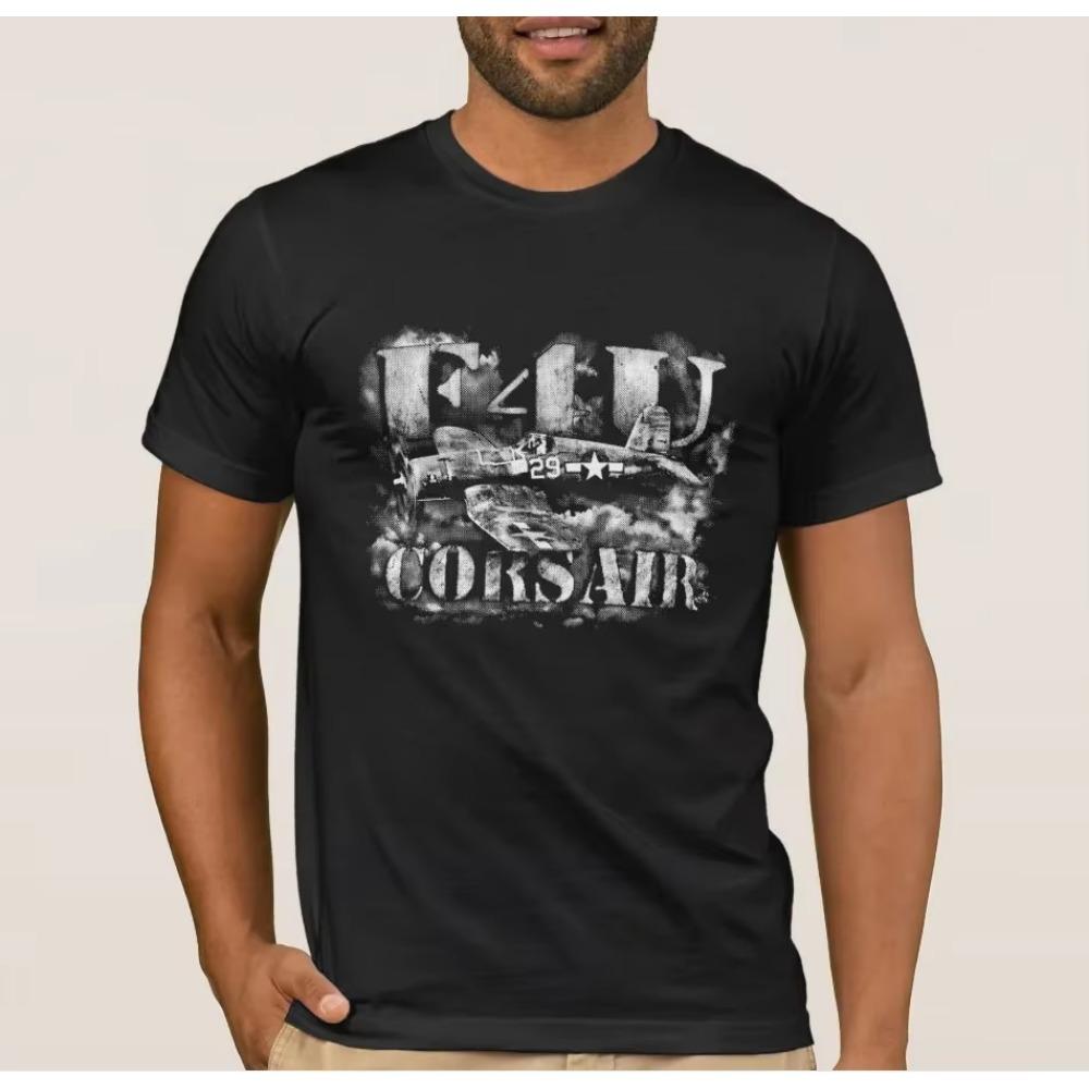 Retro F4U Corsair Fighter Aircraft T-Shirt 100% Cotton O-Neck Summer Short Sleeve Casual Mens T-shirt Size S-3XL