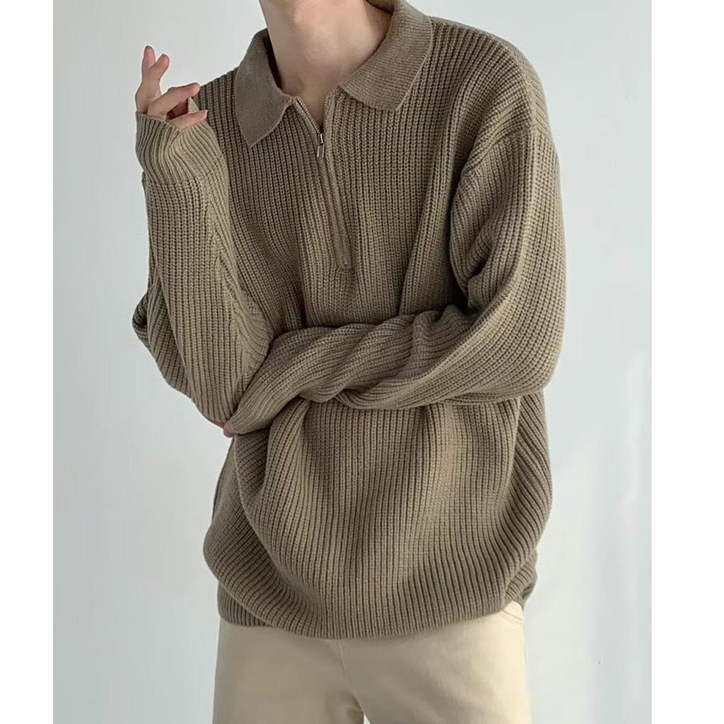 Y2K Japanese Style Half-Zip Knitted Sweater for Teens