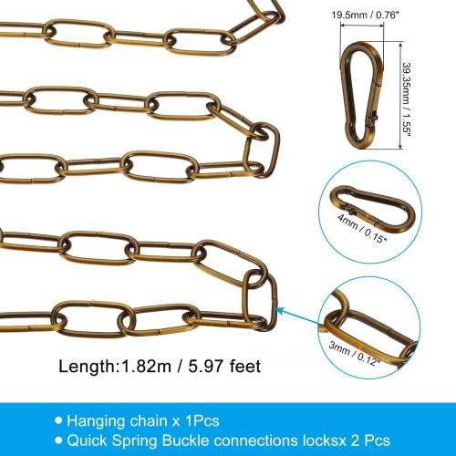 PATIKIL 1.82 M Golden Bronze Finish Lighting Hanging Chain, Metal Loop Chain for Hanging Plant Pendant Chandelier Light Fixtures