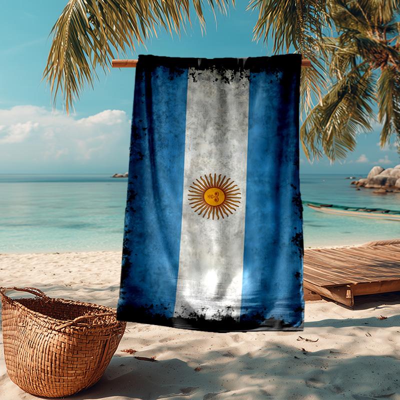 1 Stück Argentinien Flagge Design Strandtuch - Weiche, Saugfähige Mikrofaser, Leicht, Ideal für den Strand, Partys, Reisen, Camping Fan Geschenke