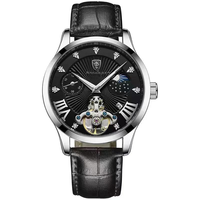Wasserdichte Schweizer Herren-Quarzuhr mit Lederarmband und Kalender für Freizeitkleidung