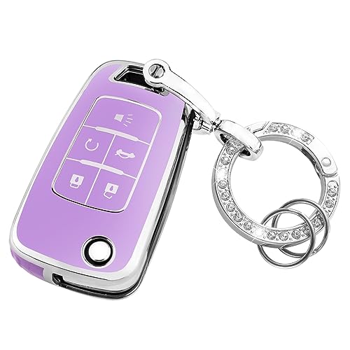 For Chevy Key Fob Cover with Keychain,Premium TPU Full Protection Key Case Shell for Equinox Camaro Cruze Malibu Impala Spark Sonic GMC