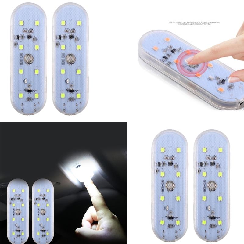 2Pcs Car Interior Lights Car Ceiling Lights Magnetic Sticker Wireless Touch Light Car Accessories Night Reading Light