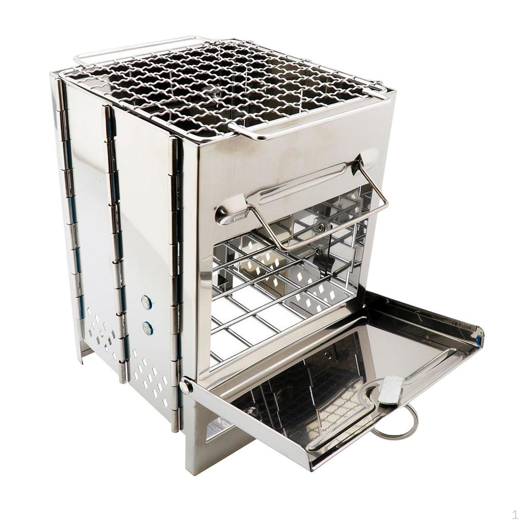 Foldable Fire Wood Camping Stove Cooking Grill Charcoal Portable Firewood Burning for