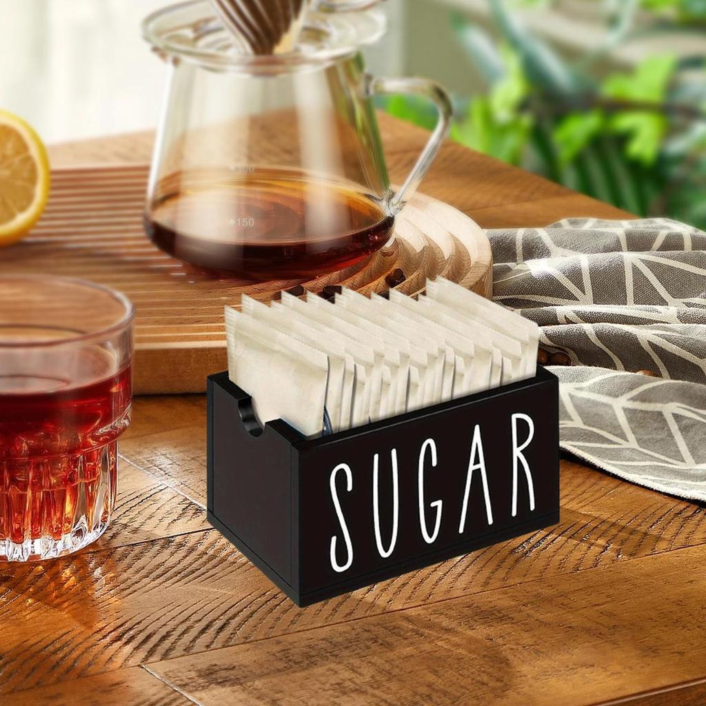 Wooden Sugar Packet Holder Tea Bag Storage Box Coffee Capsule Sorting Holder for Home Restaurant Countertop Coffee Bar Organizer