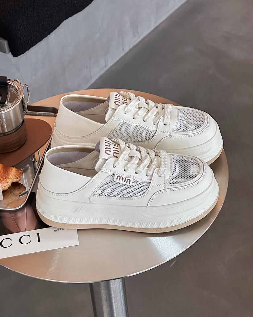 Korean Version Two-wear Shoes Versatile Mesh Little White Shoes Women's Shoes 2025 New Summer Board Shoes Breathable Casual Shoes