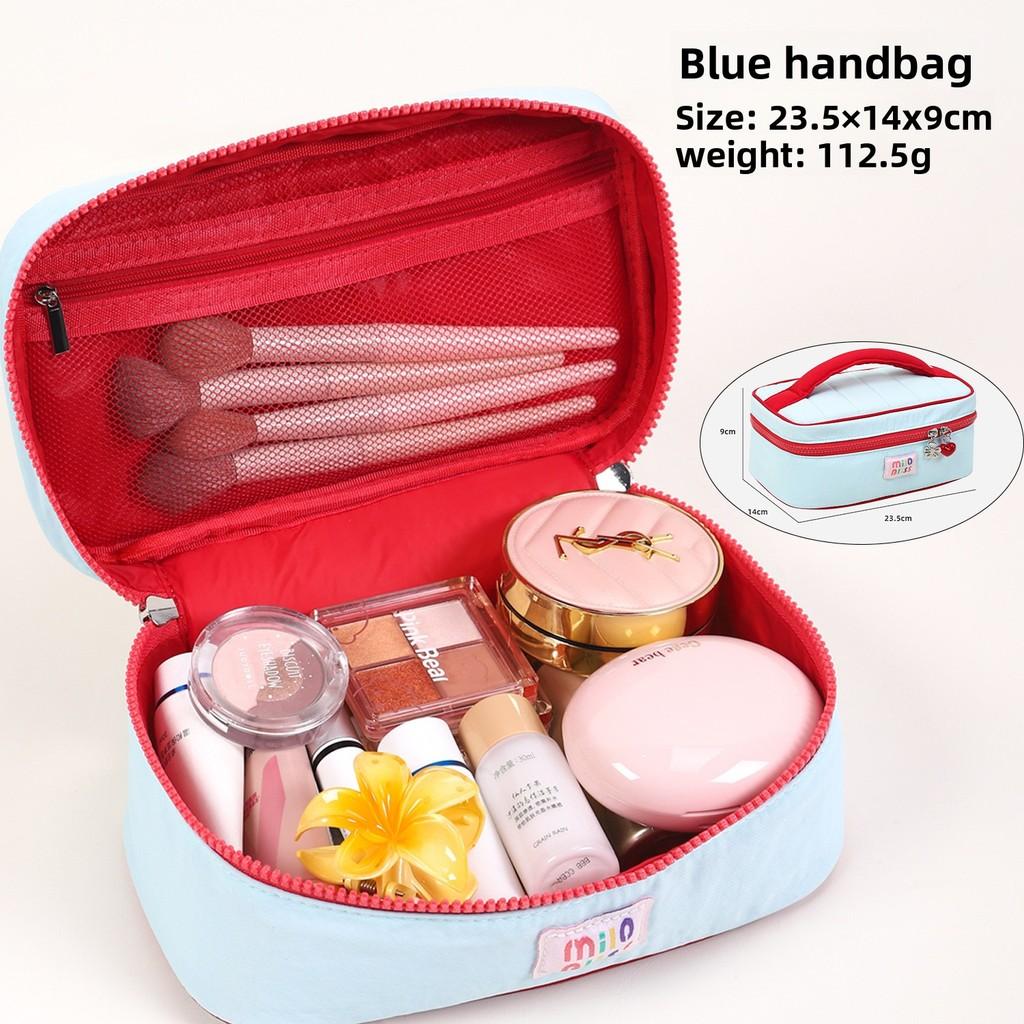 Summer Dopamine Macaron Colorblock Makeup Bag For Travel And Storage