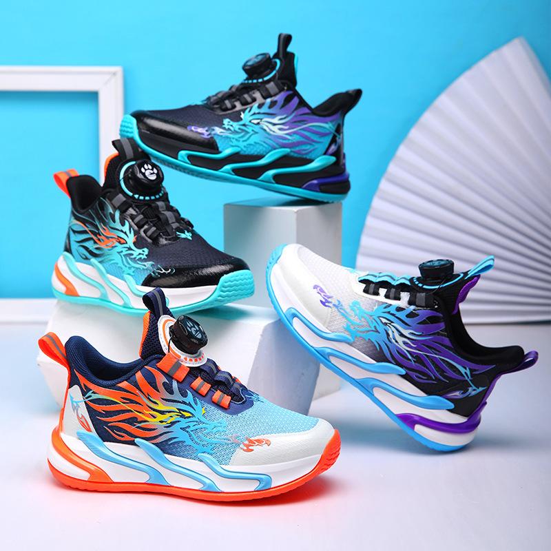 Year of the Dragon Limited Boys' Shoes Summer New Mesh Breathable Children's Sports Shoes Medium and Older Children's Training Non-slip Bask