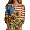Women's T Shirt Tee Print Button  3/4 SleeveDaily Weekend Fashion Basic V- Neck Regular Top