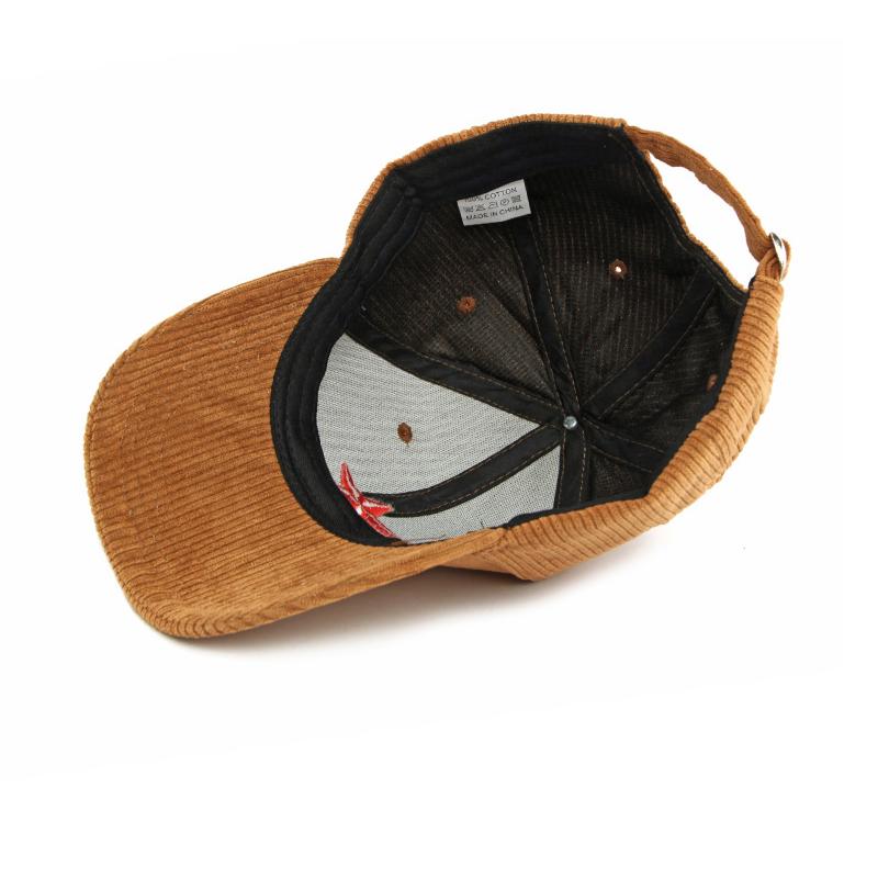 Spring Autumn Corduroy Hat Men's Hard Top Baseball Cap Five-Pointed Star Embroidered Cap Outdoor Sunscreen Hat for Women