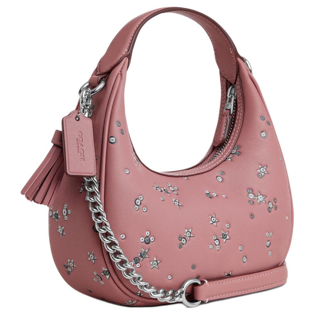 Coach Pink Leather Star Studded Convertible Hobo Shoulder Bag for Daily Use