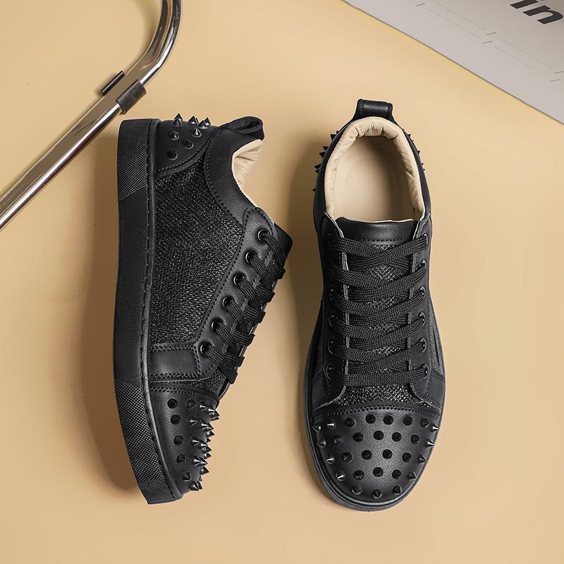 Fashion New Men's Rivet Rock Punk Mixed Patchwork Leather Platform Shoes Male Sports Walking Sneakers Footwears Zapatos Hombre