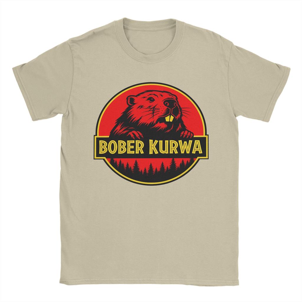 Men's Synthwave Polish Beaver Meme Bobr Bober Kurwa T Shirt  Pure Cotton Clothing Vintage Short Sleeve Tees Gift Idea T-Shirts