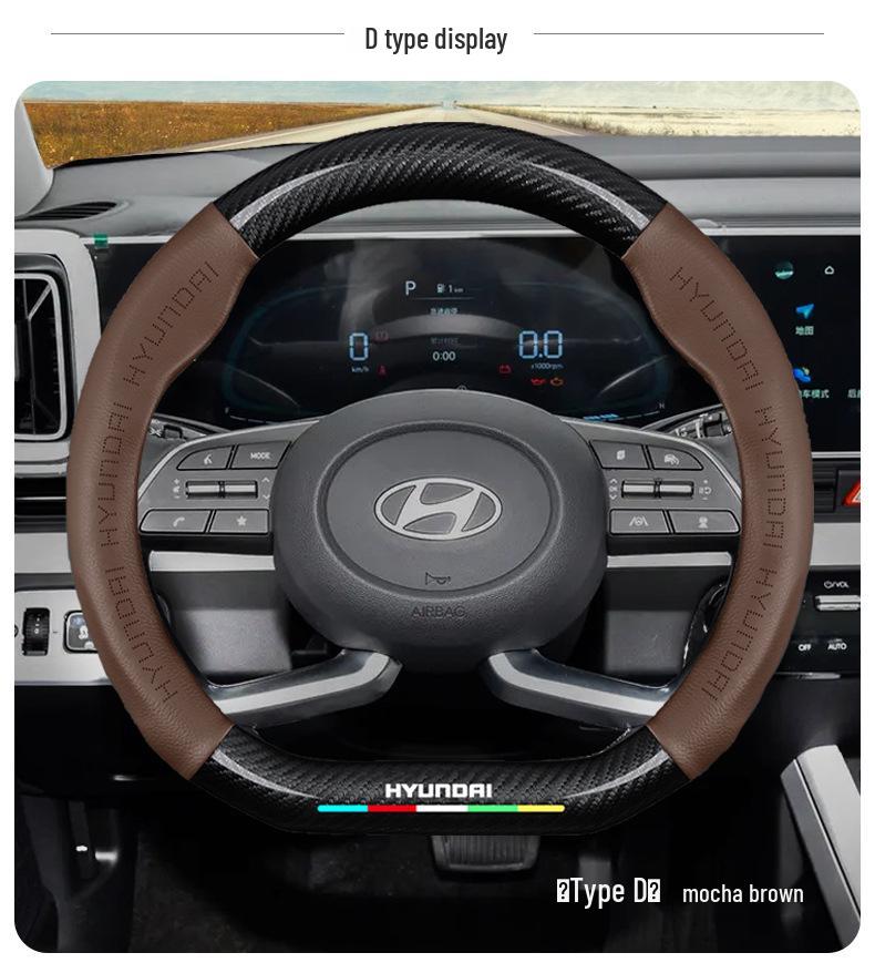 Modern Genuine Leather Steering Wheel Cover for Elantra, Santa Fe, Ix25, Yue Dong, Ix35, Yuelan, Tusheng, Reina