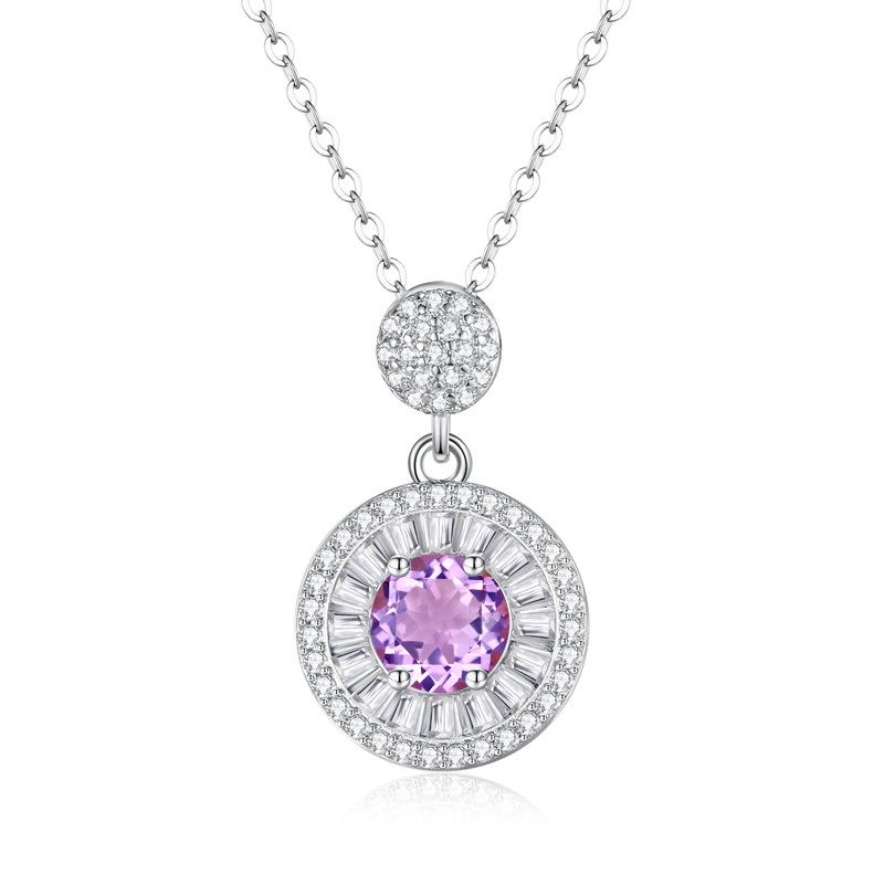 Natural colored treasure spar pendant s925 sterling silver non-fading necklace women's premium design clavicle chain