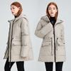 Down Cottonpadded Clothes Women's Medium and Long Winter New Tooling Cottonpadded Jackets Loose Hooded Waist Cottonpadded Clothes