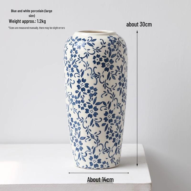 Chinese Blue and White Porcelain Ceramic Vase for Home Decor