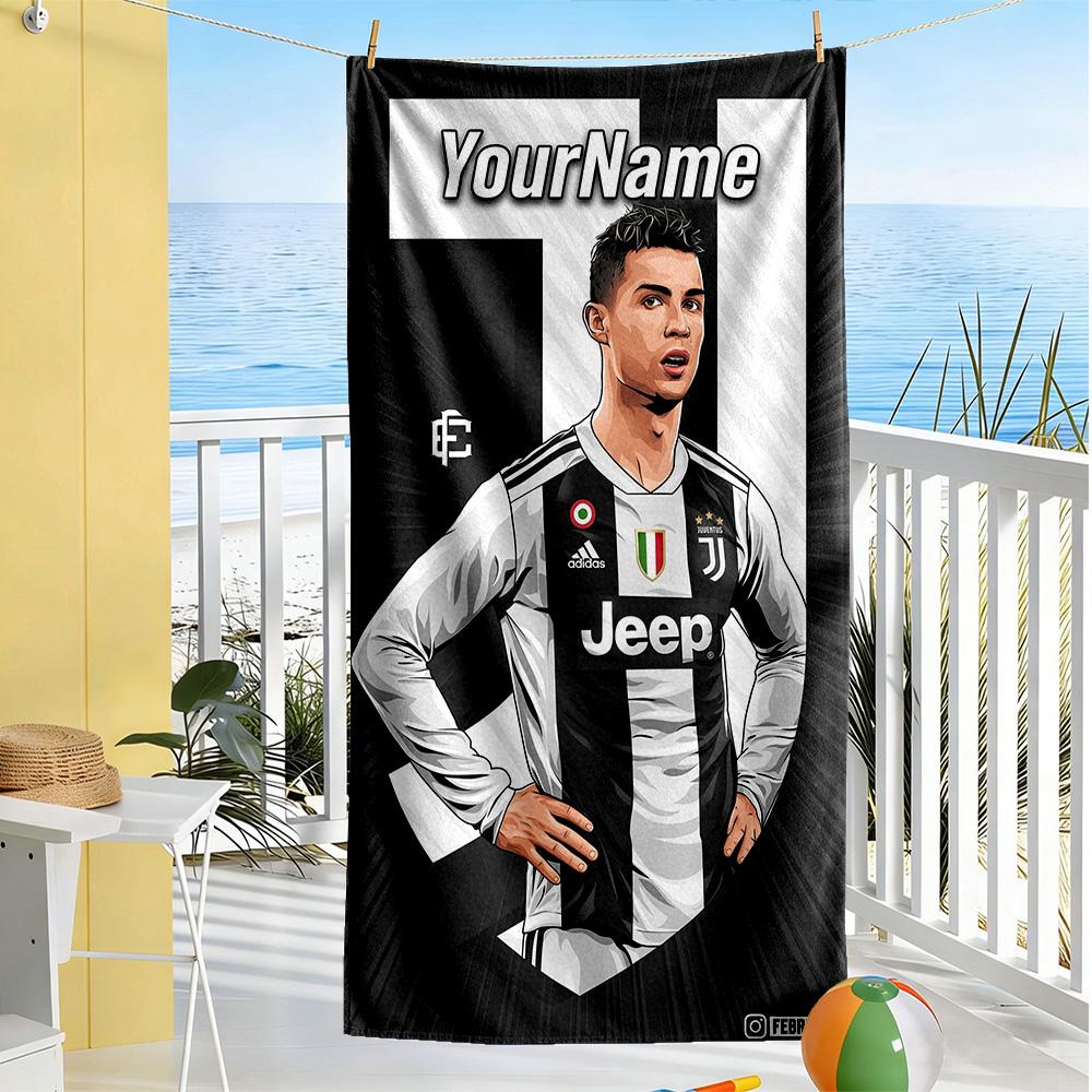 Juventus Personalized Name Beach Towel Super Soft & Absorbent Suitable for Sports Travel Swimming Yoga Bathroom Beach And Pool