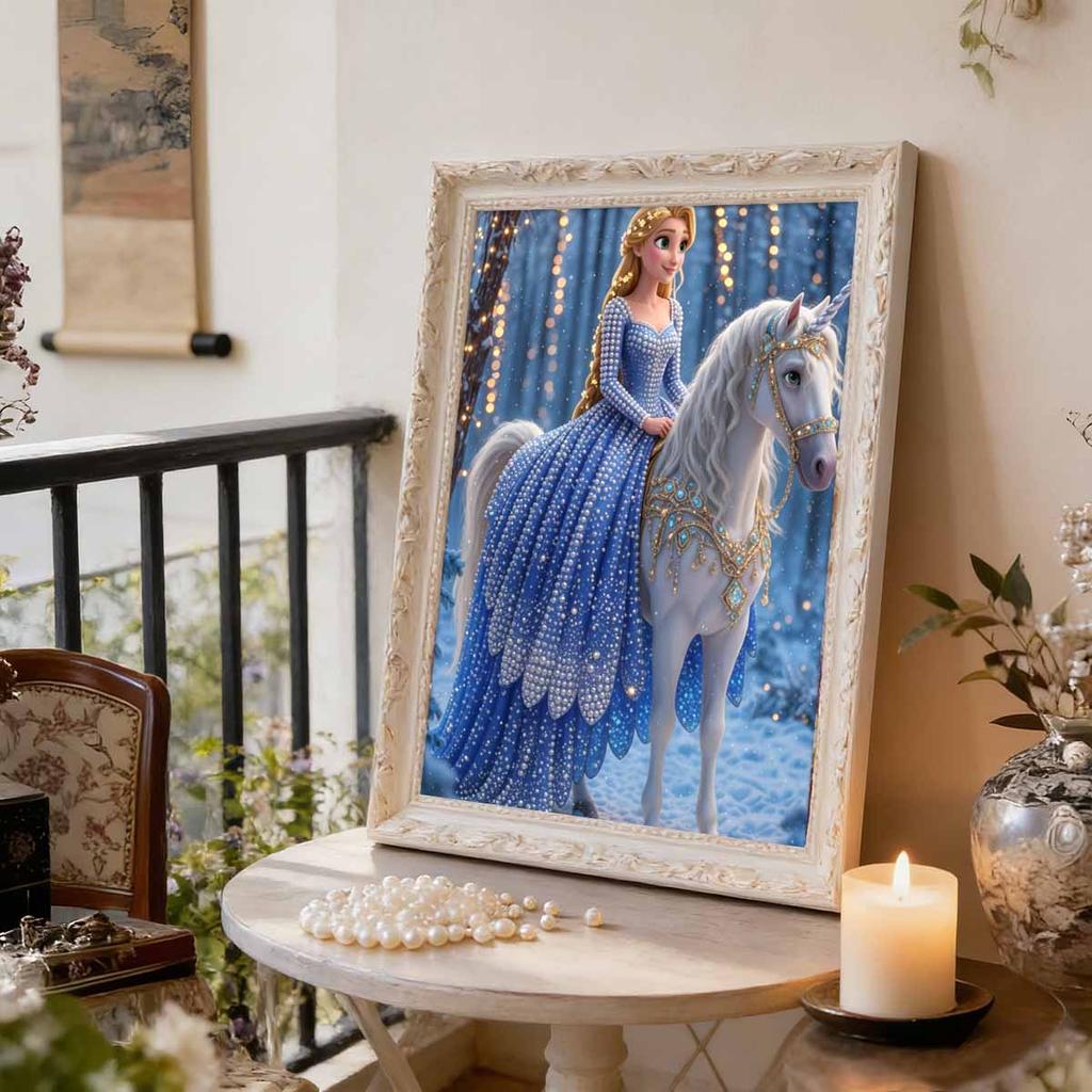 Disney Pearl Painting Rapunzel Unicorn Snow Forest Creative Art 5D Pearl Embroidery Cross Stitch Kit Handmade DIY Home and Room Decor Gift