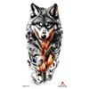 2026 Nuovo Tatuaggio Temporaneo Impermeabile Adesivo Fuoco Foresta Leone Lupo Tigre Flash Tatuaggi Uomo Corona Corpo Braccio Finto Tatuaggio