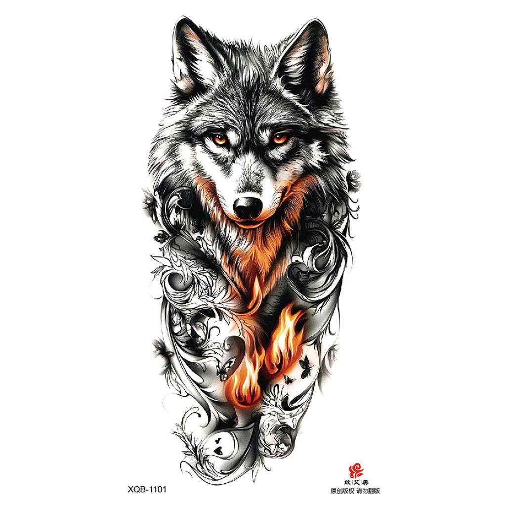 2026 Nuovo Tatuaggio Temporaneo Impermeabile Adesivo Fuoco Foresta Leone Lupo Tigre Flash Tatuaggi Uomo Corona Corpo Braccio Finto Tatuaggio