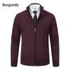 Autumn and winter new men's stand-up collar fleece sweater knitted sweater youth fashion casual cardigan jacket men