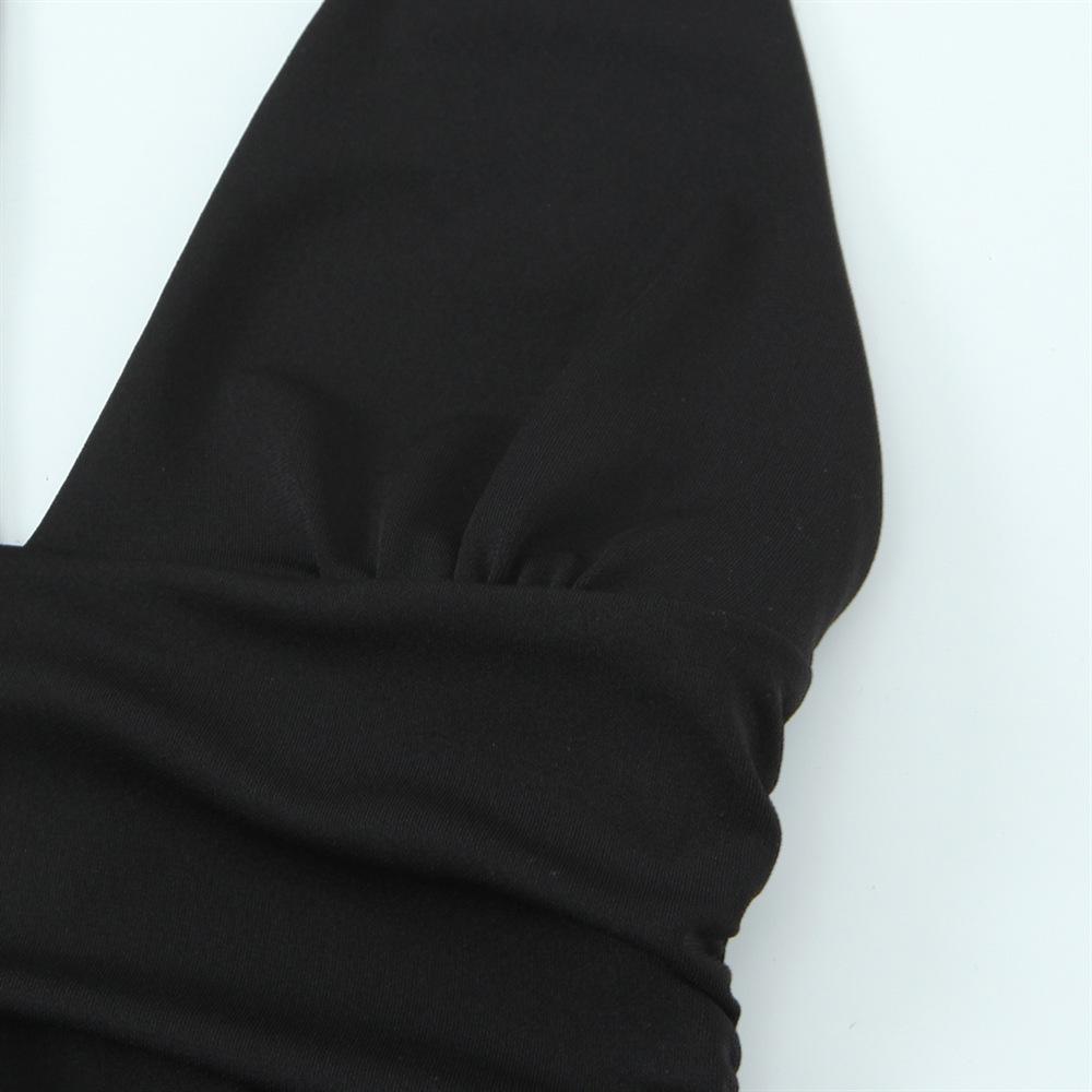2025 Spring/Summer Women's Slim Solid Color Halter Neck High Waist Mini Dress