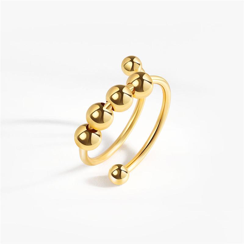Fidget Spinner Rings for Women Crystal Flower Sun Star Moon Beads Anti Stress Anxiety Ring Rotatable Jewelry