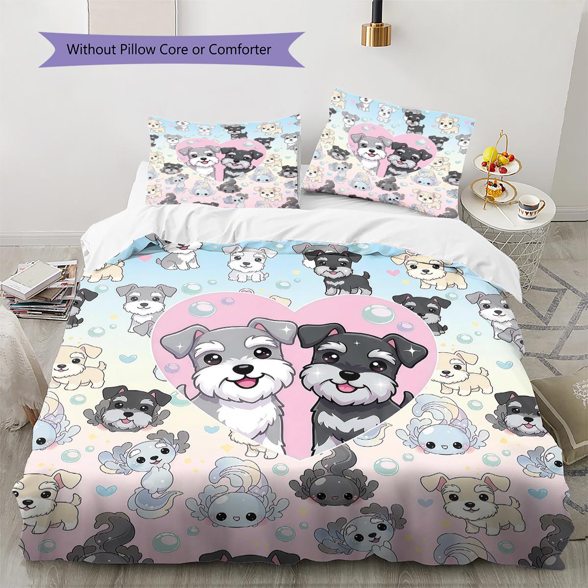 

Pink Cartoon Puppy Pattern Bedding,Quilt Set Quilt Cover Pillowcase Home Birthday Gift (1 * duvet cover + 2 * pillowcase, without core) 135x200cm