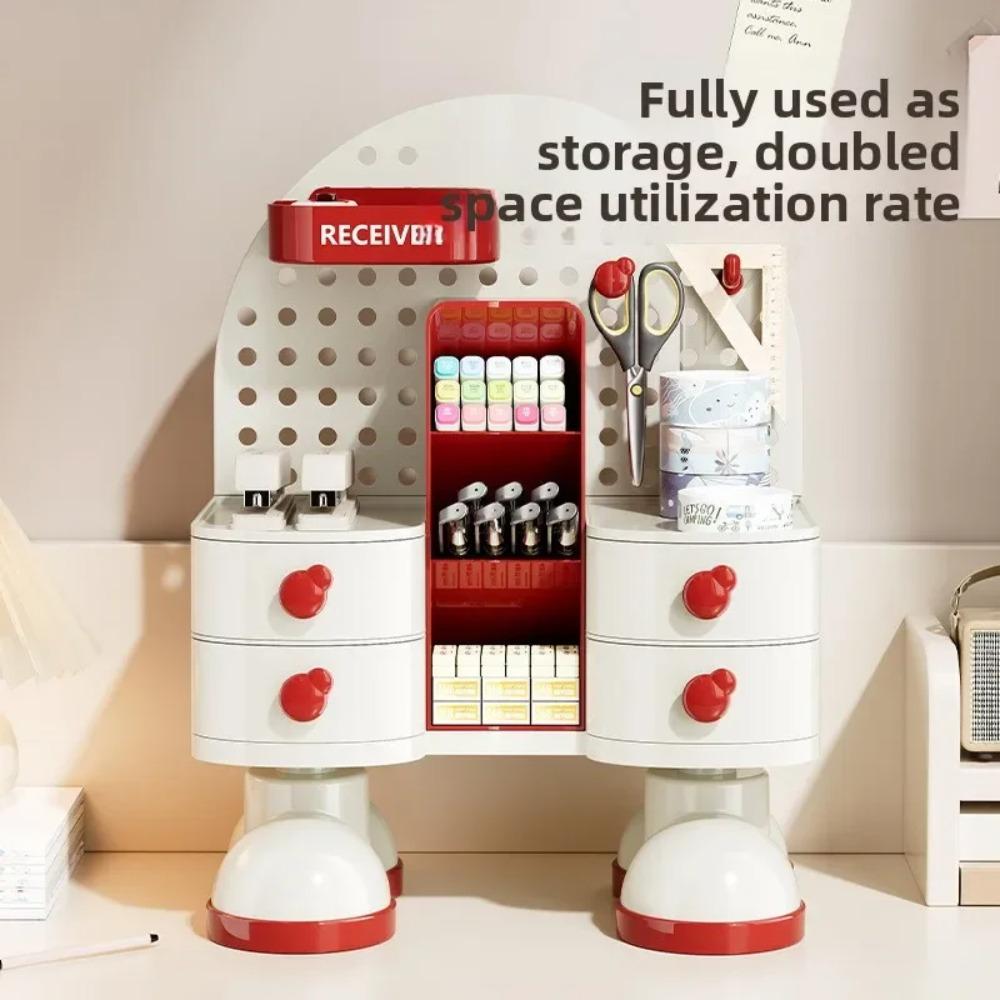 Caixa de Armazenamento de Papelaria de Mesa de Grande Capacidade Estilo Gaveta Porta-Canetas para Estudantes para Casa