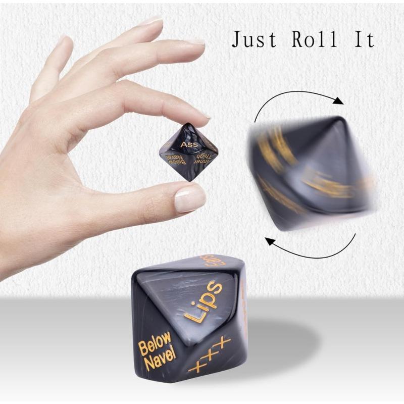 1 Set of 4 Marbled Engraved Glow-in-The-Dark Dice Set, Adult Polyhedral Game Accessories