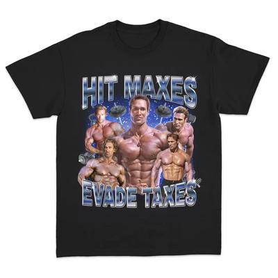 Hit Maxes Evade Taxes O'hearn Edition Funny Gym Meme T Shirt Men Women Short Sleeve Cotton Tees High Quality Y2k Tops Streetwear