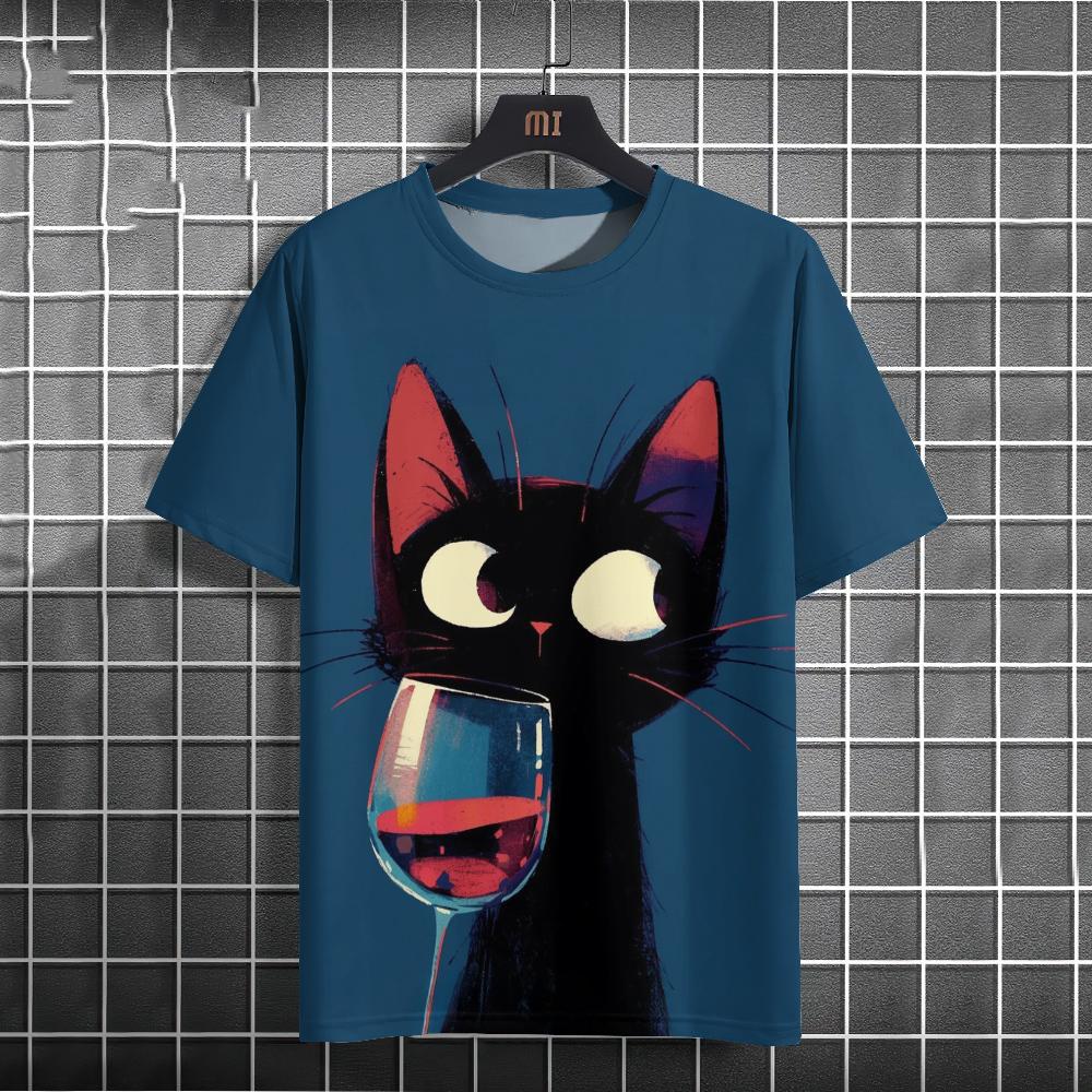 Fashion Summer Animal Cute Cat 3D Print T-Shirts Streetwear Men Casual Oversized O-Neck Short Sleeved T Shirt Tops Clothing