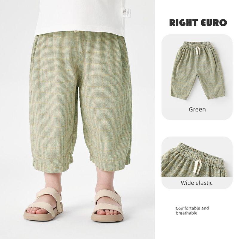 Boys  Jacquard Casual Capri Pants Summer Wear 2025 New Summer Style Children s Clothing Baby Toddler Capri Pants Green 130cm
