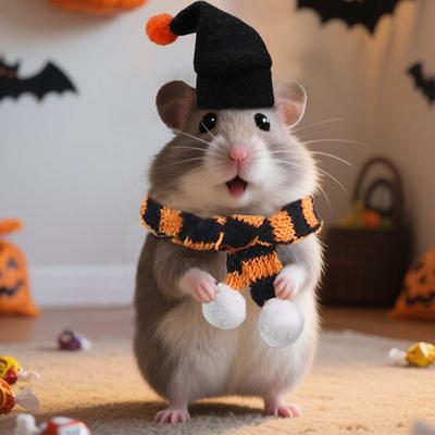 Halloweenový mini čarodějnický klobouk pro křečka Nastavitelná pokrývka hlavy pro mazlíčka Šátek Klobouky pro krysu Cosplay Párty Oblečení Morčata Doplňky