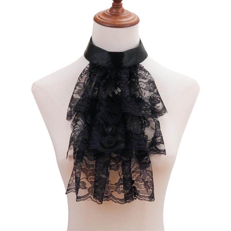 Elegant Costume Collar Ruffled Lace Jabot Neck Collar for Cosplay Costume Collar