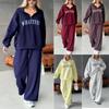 Europe, America, Cross-border, Women's Clothing 2025 New Fashion Casual Suit Printed Long-sleeved Sweater Zipper Trousers Two-piece Set