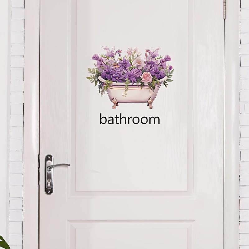 Charming Self-Adhesive Bathtub Flower Wall Decal - Easy Apply Bathroom Door & Home Decor Sticker