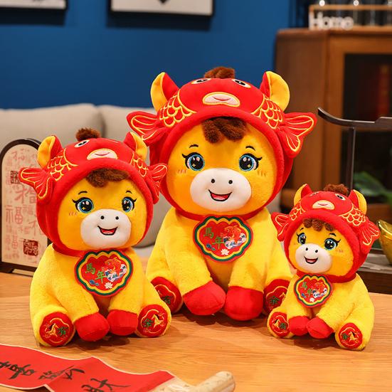 Fish Carp Pony Plush Toy Year of The Horse Zodiac Plushie with Lucky Symbolism Chinese New Year Ornament & Gift