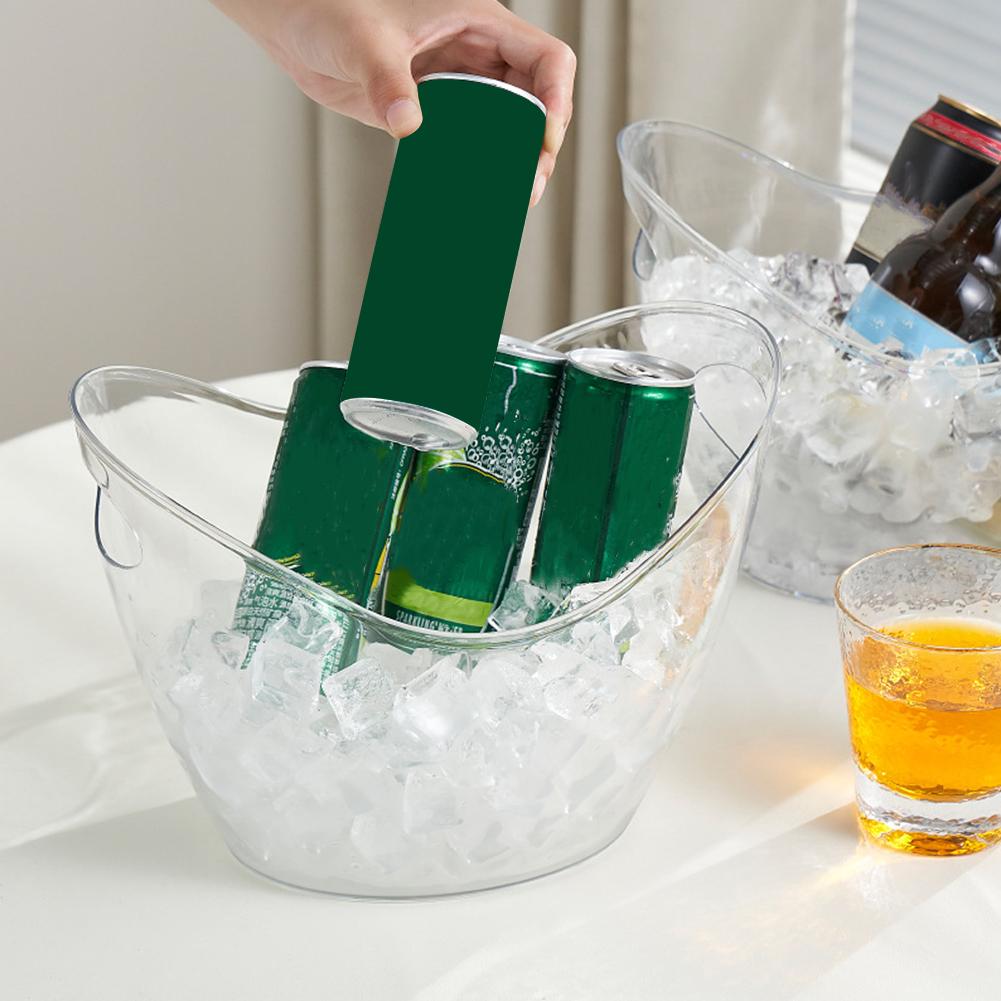 Large Capacity Ice Bucket Transparent Plastic Champagne Wine Bucket With Handle Portable Beer Ice Tub For KTV Bar Party Supply