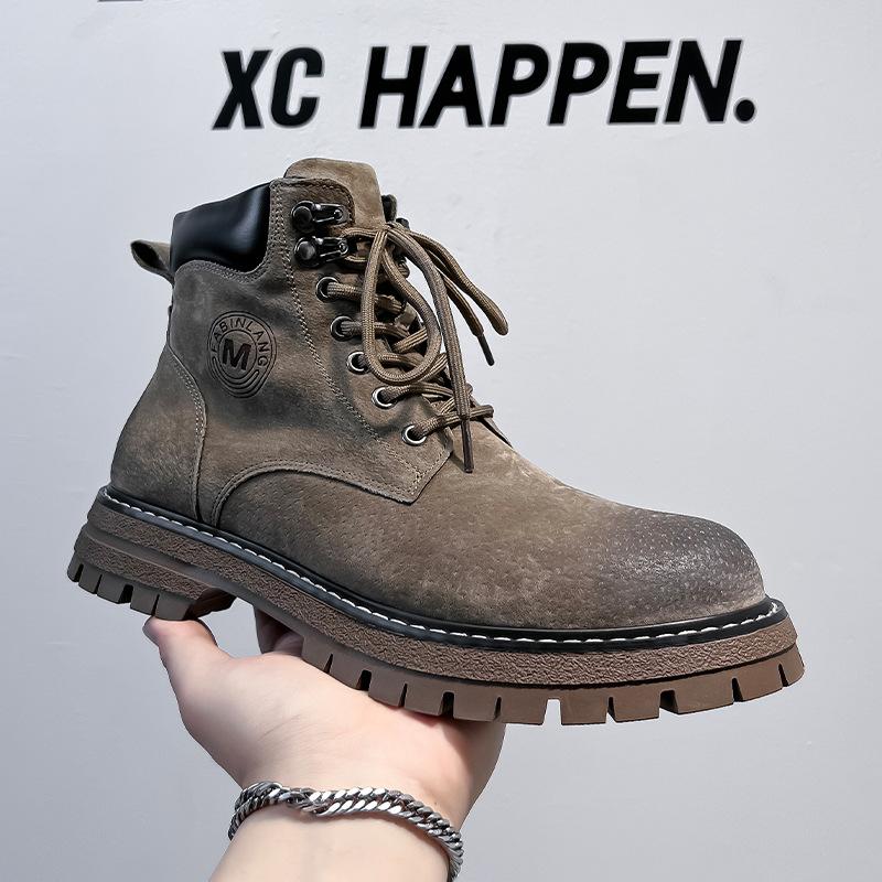 Autumn Martin boots men's inner height increase British style high-top tooling men's shoes medium help versatile trend rhubarb boots 6711-M