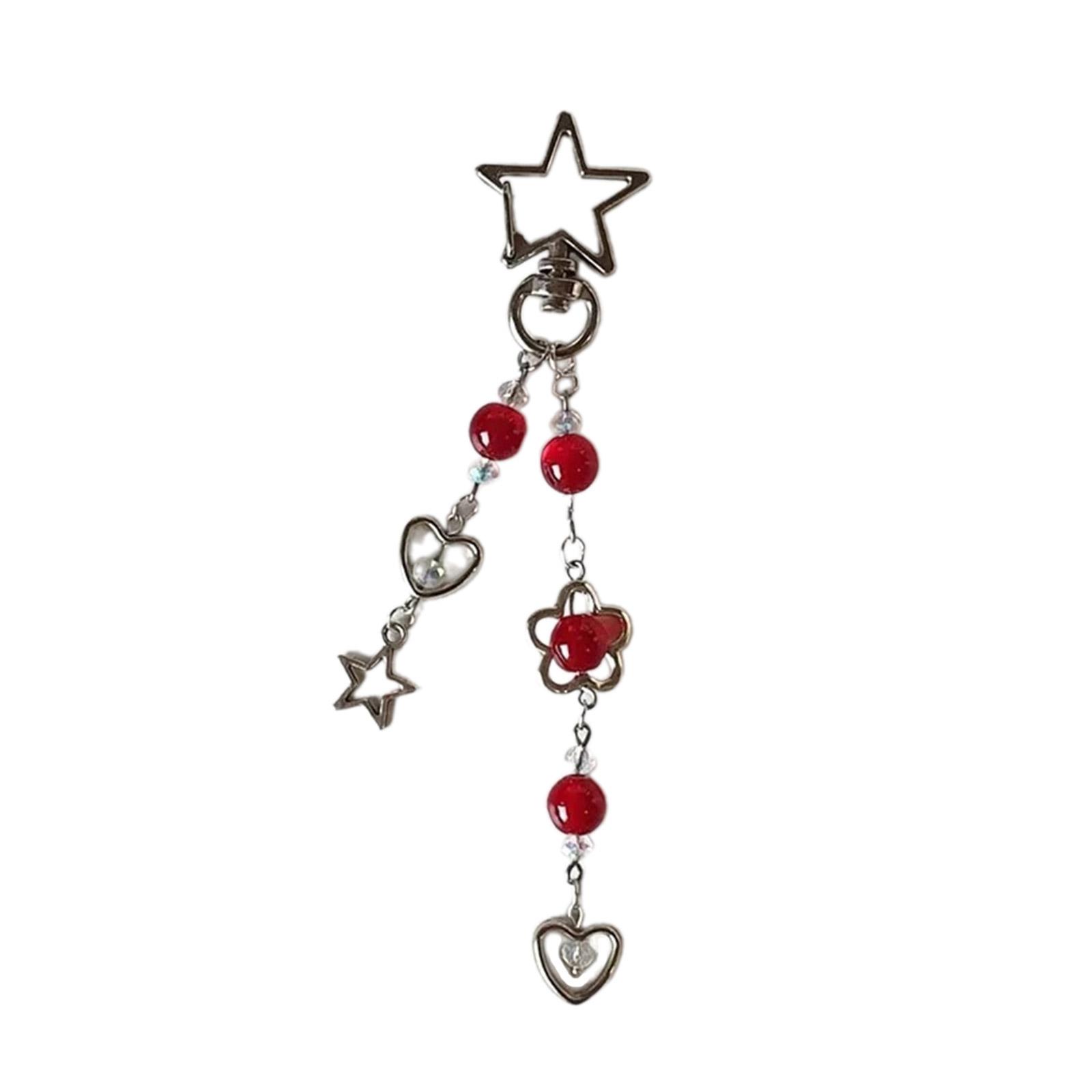 

Брелок с пятиконечной звездой, подвеска в виде милого сердца, ремешок для мобильного телефона, цепочка для телефона из бисера, съемный ремешок для телефона ручной работы