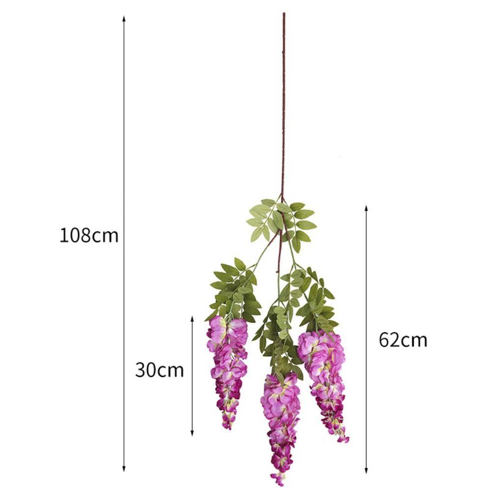 Silk Fabric Artificial Wisteria Branch Shape Fake Flower Vine Wisteria Flower Branch Party Event
