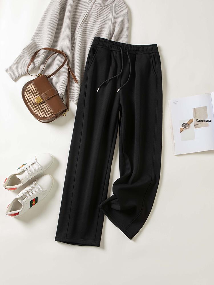 2025 Winter High-Waisted Thickened Coral Fleece Wide-Leg Pants: Slimming, Warm, Casual Wear for Women