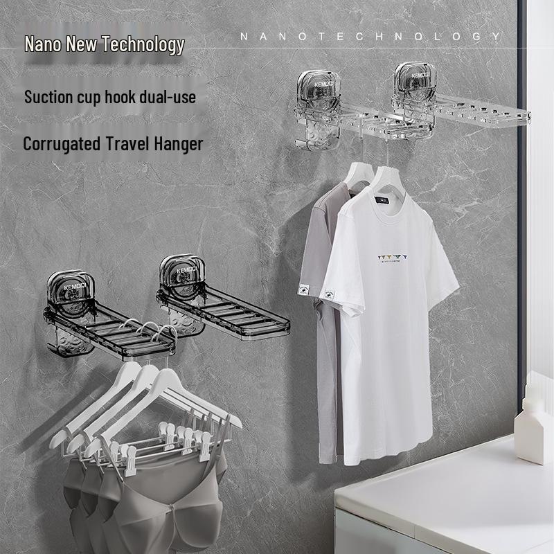 Portable Suction Cup Foldable Travel Hanger and Clothes Drying Rack
